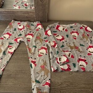 Carter's Gray Santa and Reindeer Pajama Set